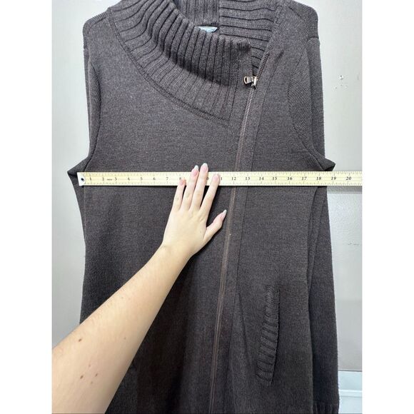 NWOT Athleta Chill Factor High Neck Collar Full Zip Up Wool Blend Sweater Large - Picture 9 of 13